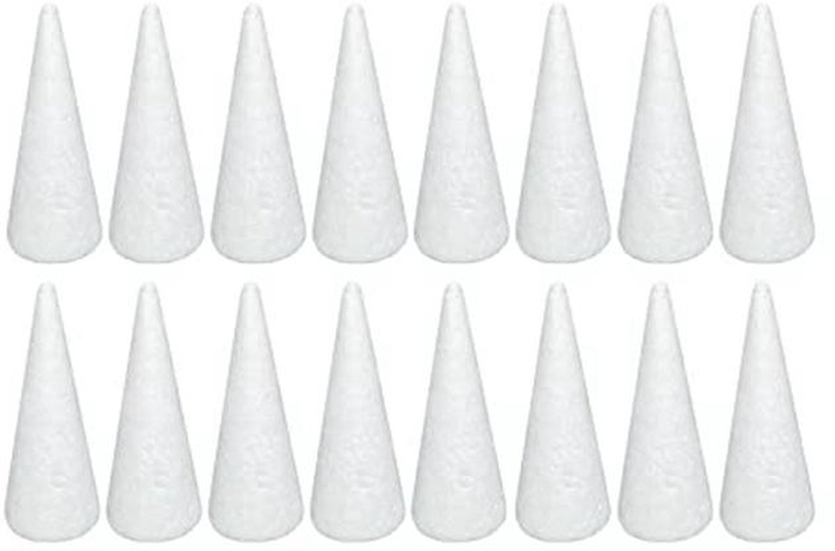 Knutselschuimboomkegels 16 stuks voor DIY kunst en ambachten (6 x 14 cm)