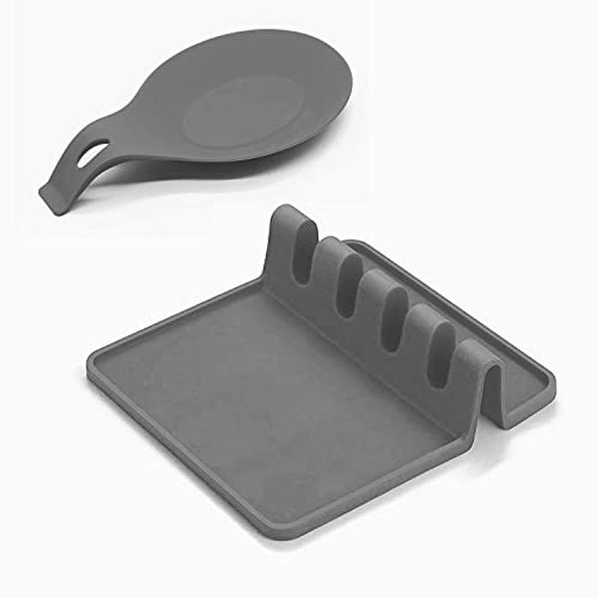 Siliconen Keukenhulpmiddelen Steun met Druppelpad - Set van 2 (Grijs)