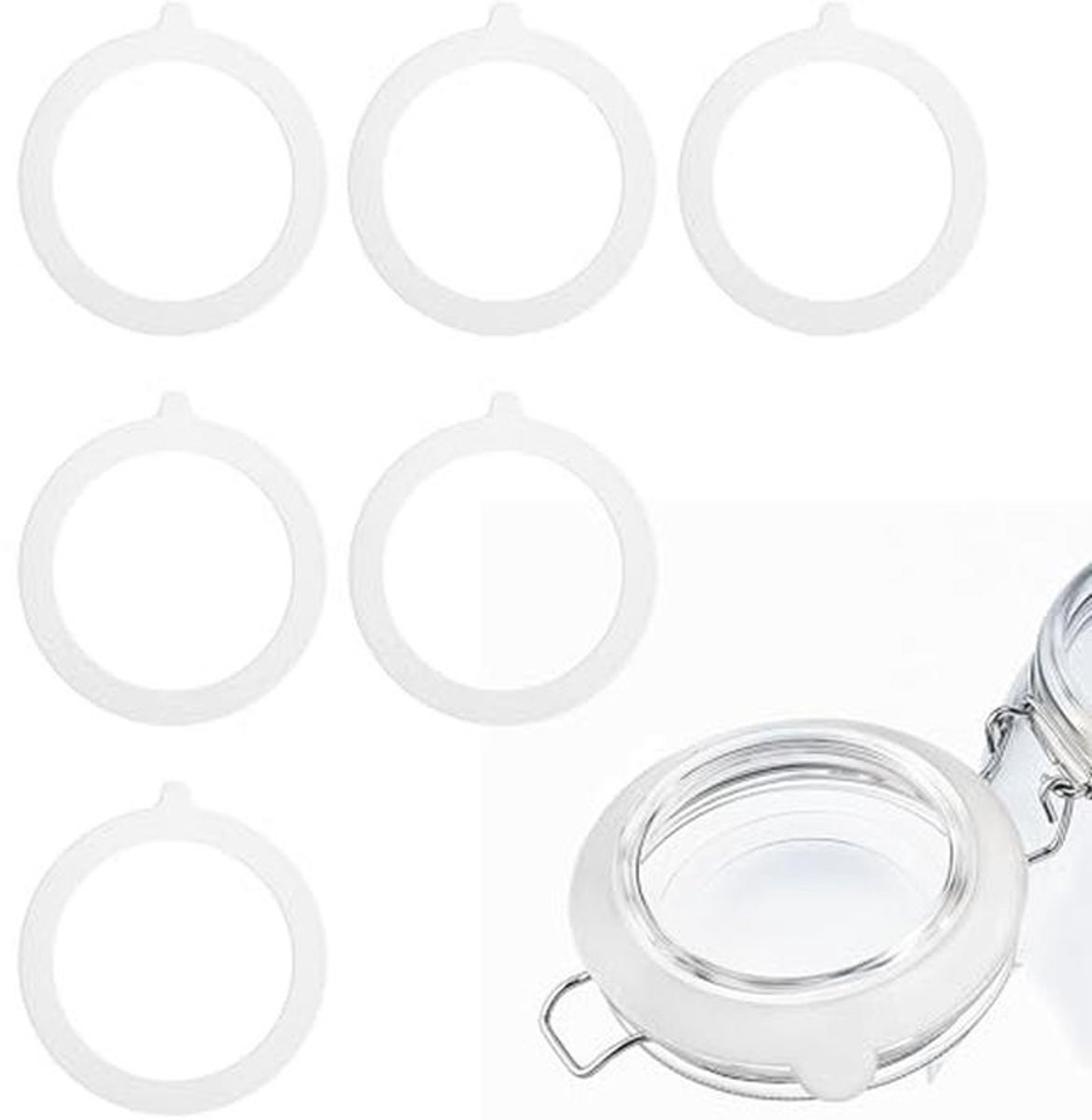 Set van 6 Siliconen Weckrubberringen - 114 x 85 mm - Lekvrij voor Inmaakpotten