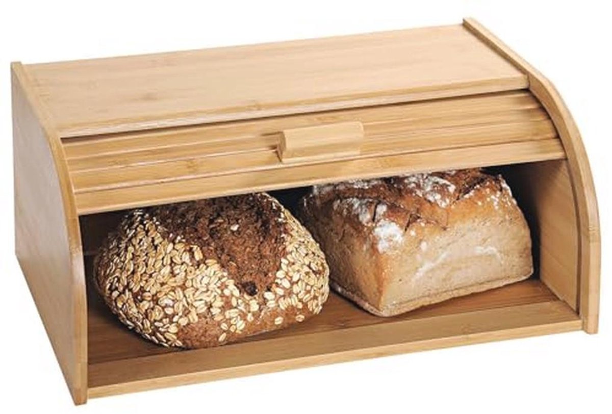 Grote bamboe broodtrommel met rolklep - 40 x 27 x 17 cm, vershouddoos, brooddoos