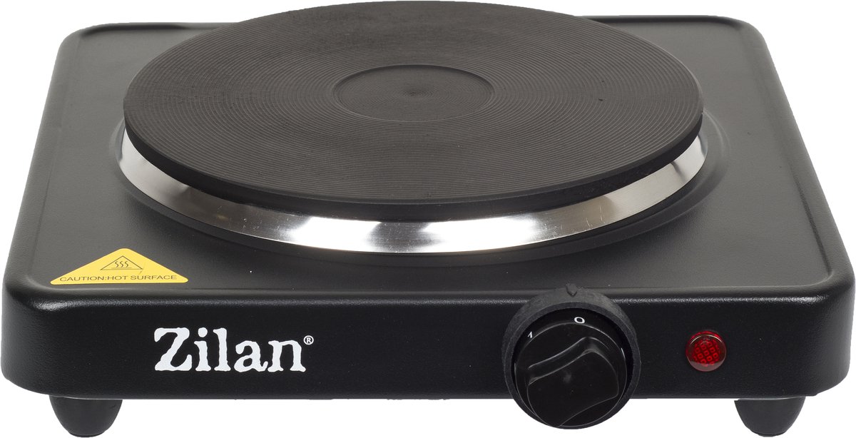 Zilan Elektrische Kookplaat 1500W – Vrijstaande Hotplate – Gietijzeren Kookzone 185 mm – Thermostaat & Oververhittingsbeveiliging – Antislip – Compact & Snel Opgewarmd – Zwart