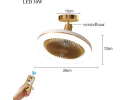 VIN® Plafondventilator Met Verlichting - Smart Lamp Met Afstandsbediening – Plafonniere Keuken Lamp Met 3 Ventilatiesnelheden & Dimbare Kleuren - Woonkamerlamp – Plafond Ventilator Lamp Met Hoekinstelling