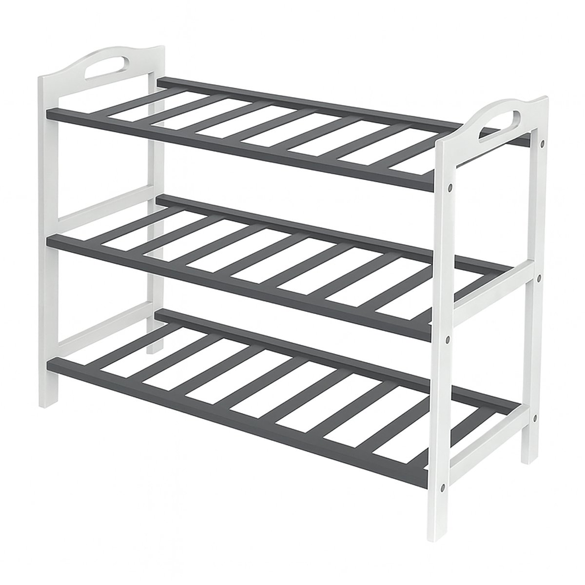 Schoenenrek bamboe - 70 cm breed - wit-grijs