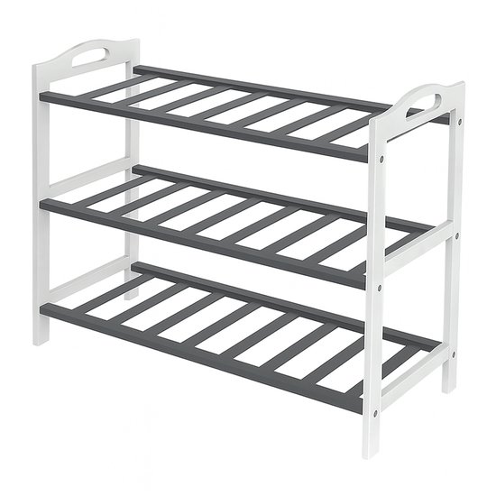 Songmics Schuhregal für 12 Paar, aus Bambus, 70 x 55 x 26cm, 3 Etagen, weiß / braun ab 19,95 € | Preisvergleich bei