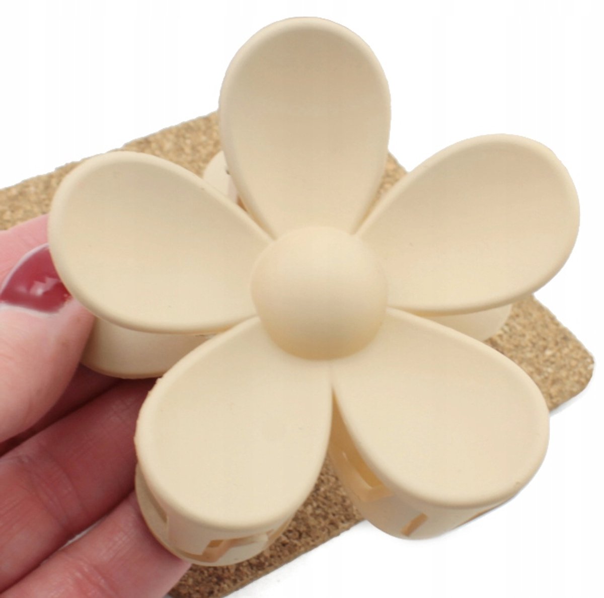 Grote Haarclip met Bloem - Crème Kleur - Stijlvolle accessoire