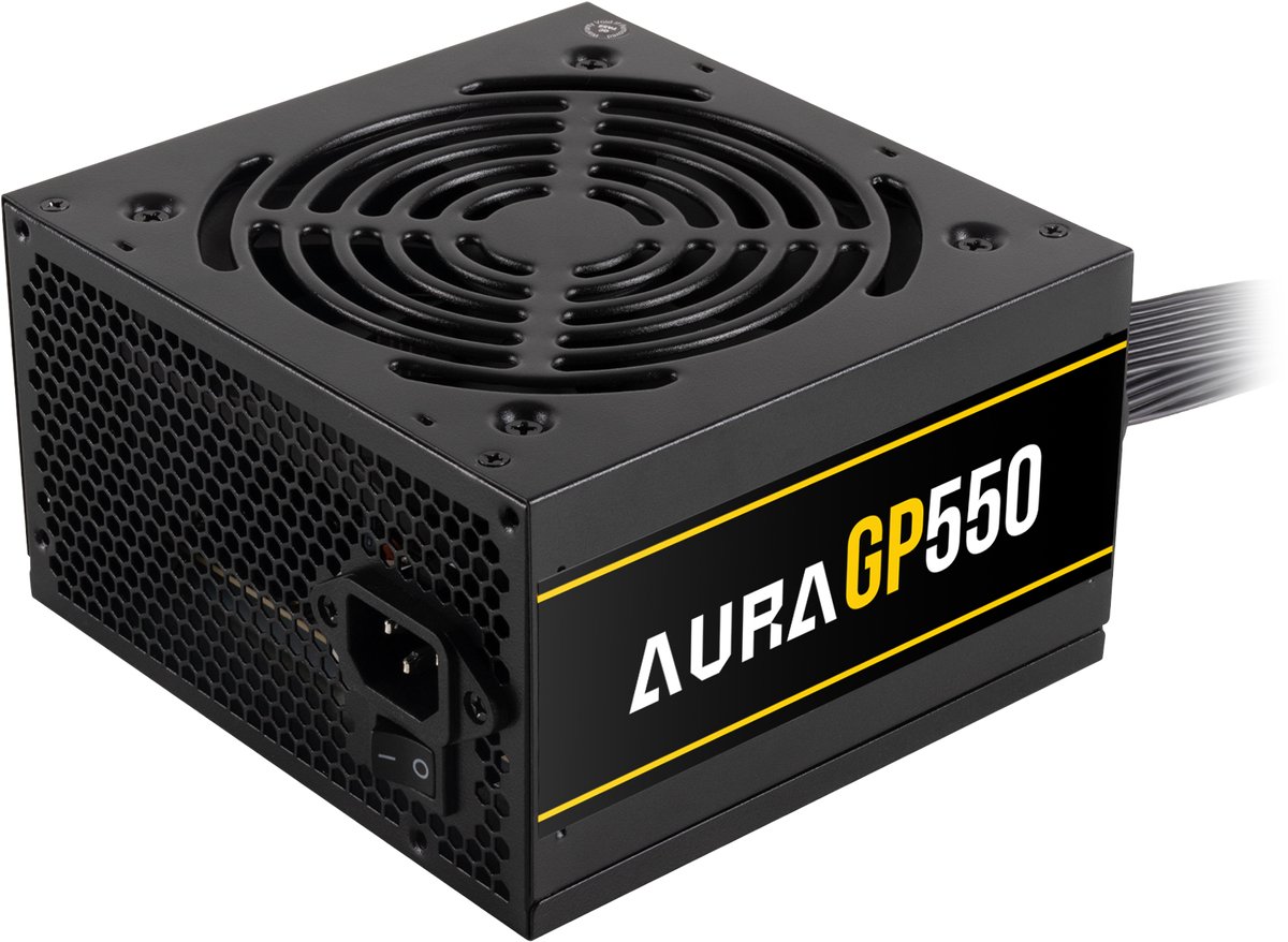 PC ATX Voeding Intern 550 Watt – PSU Computer Power Supply Sleeved Cables - 2x 6+2 PIN aansluiting voor videokaart - ATX12V v2.4 Compatible - Gamdias Aura GP550