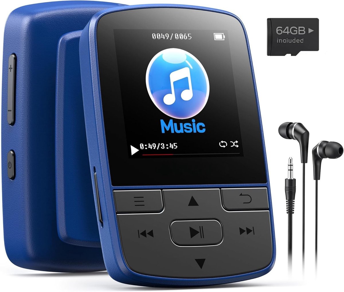 SNJY® MP3 Speler Bluetooth - MP4 Speler - Muziek Speler - 64GB - Blauw