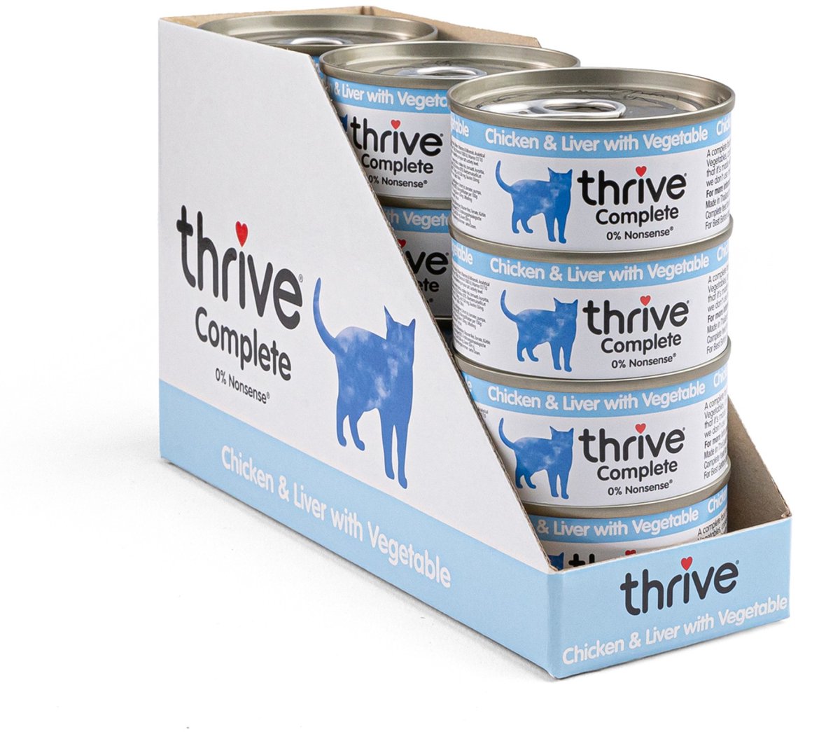 Thrive natvoeding voor de kat Kip met lever en groente 75 gr. - per 12 stuks