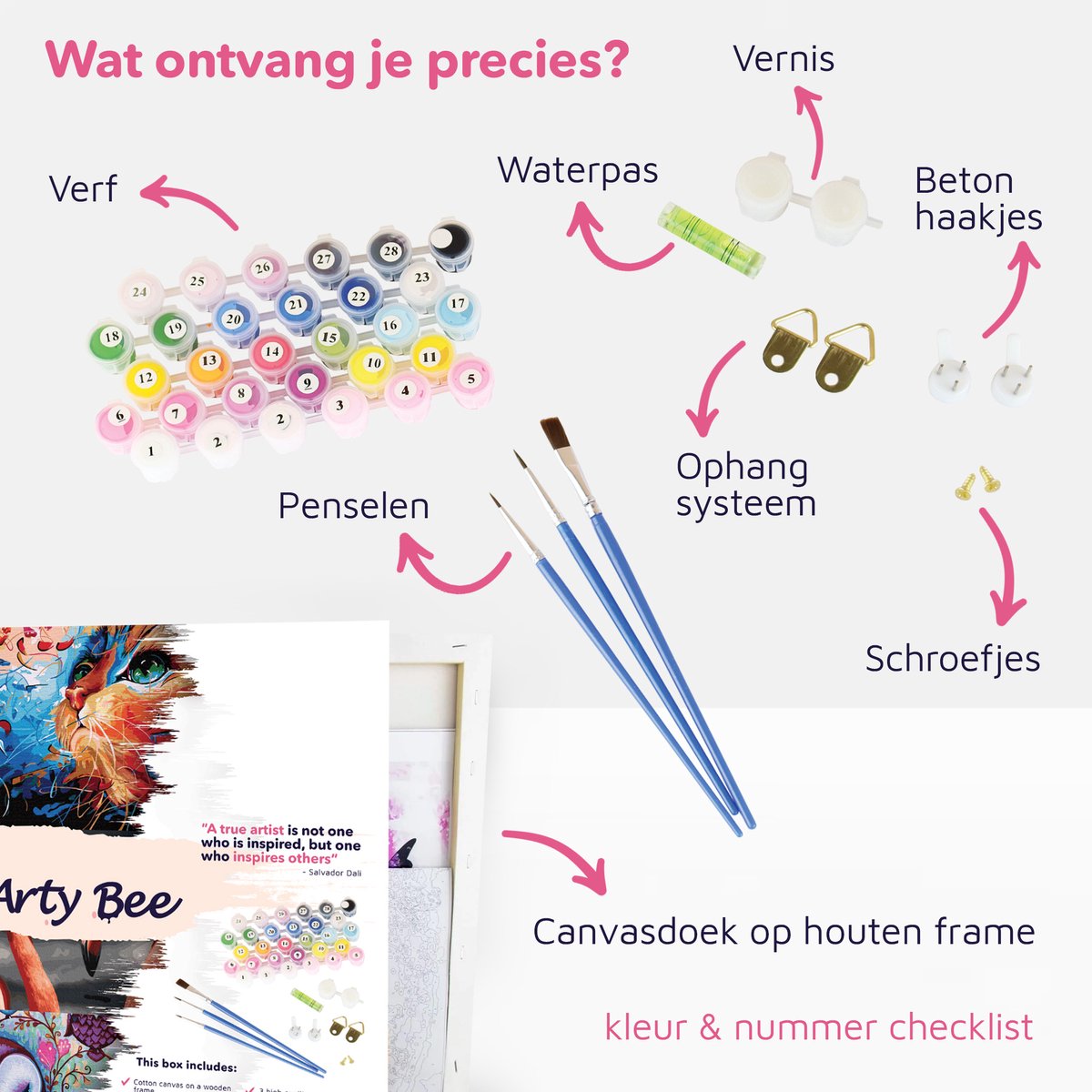 Schilderen Op Nummer Volwassenen DIY Paint By Number Compleet Hobby Pakket op Frame met Vernis - ®Arty Bee - Arty Dames 40x50cm — afbeelding 2