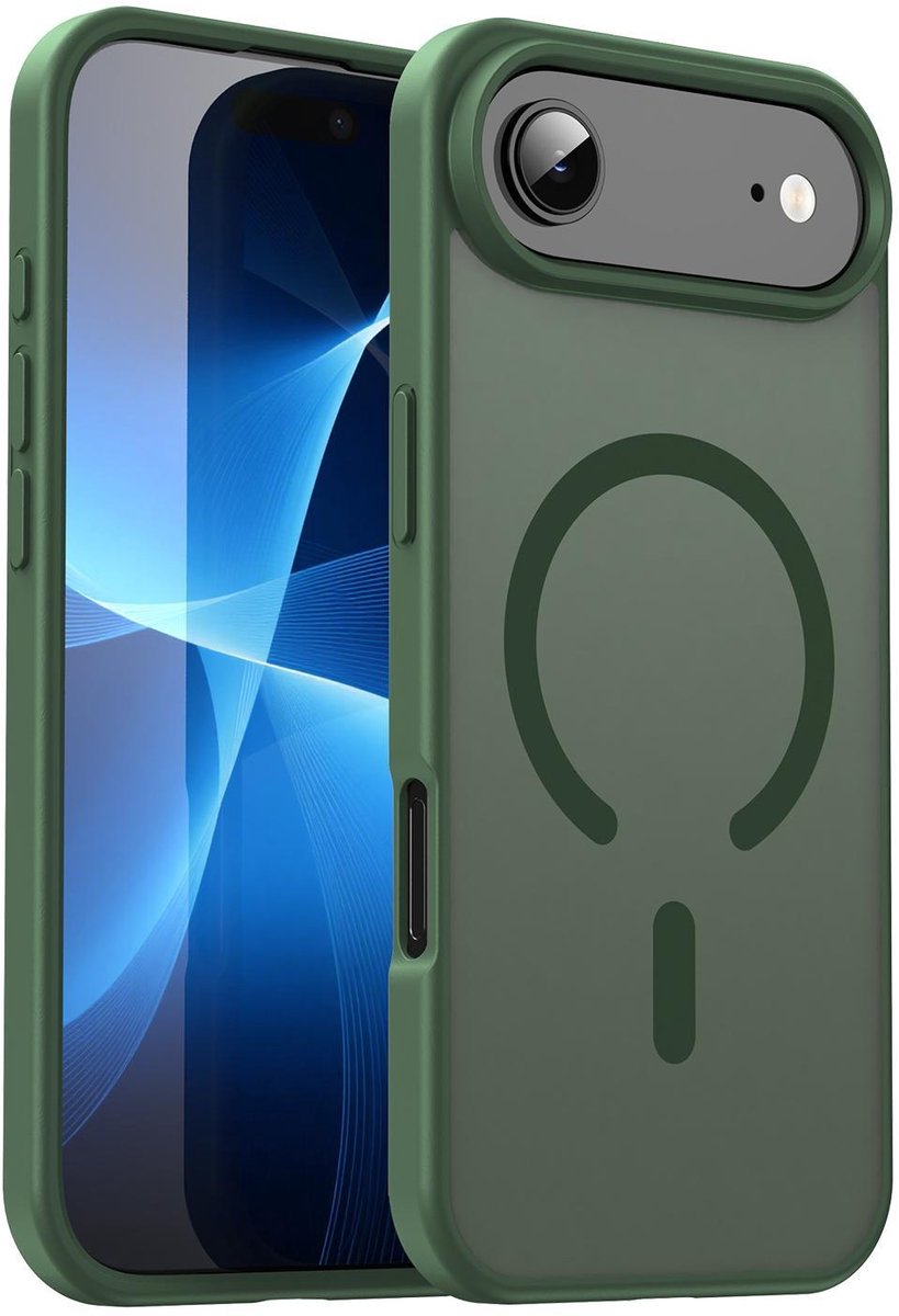 Mobigear Hoesje geschikt voor Apple iPhone Air MagSafe Telefoonhoesje Hardcase | Mobigear Shockproof Backcover | Geschikt voor MagSafe | Geschikt voor Draadloos Opladen met Magnetische Ring | Geschikt voor MagSafe Case - Olive Green | Groen