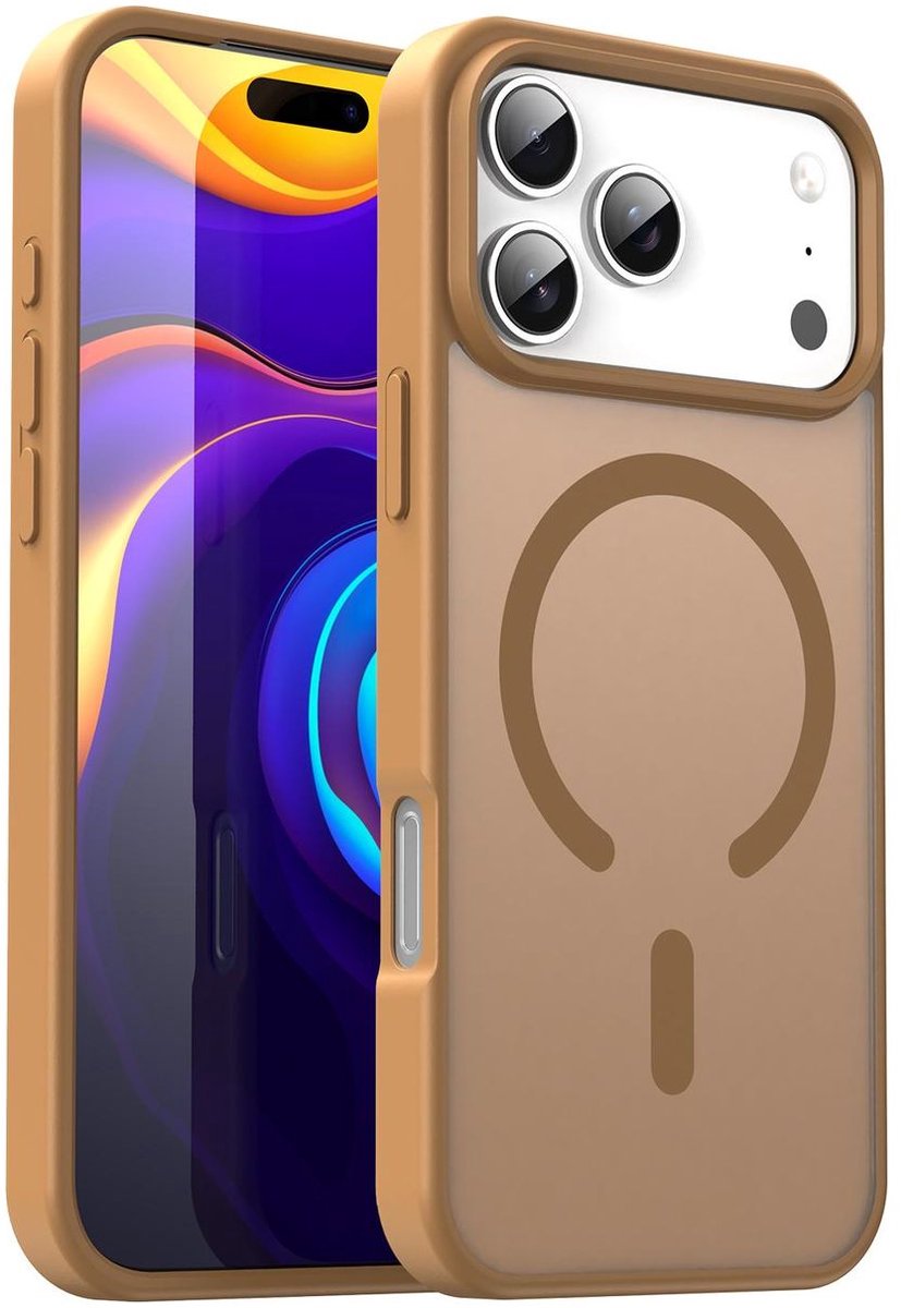 Mobigear Hoesje geschikt voor Apple iPhone 17 Pro Max MagSafe Telefoonhoesje Hardcase | Mobigear Shockproof Backcover | Geschikt voor MagSafe | Geschikt voor Draadloos Opladen met Magnetische Ring | Geschikt voor MagSafe Case - Desert Gold | Goud