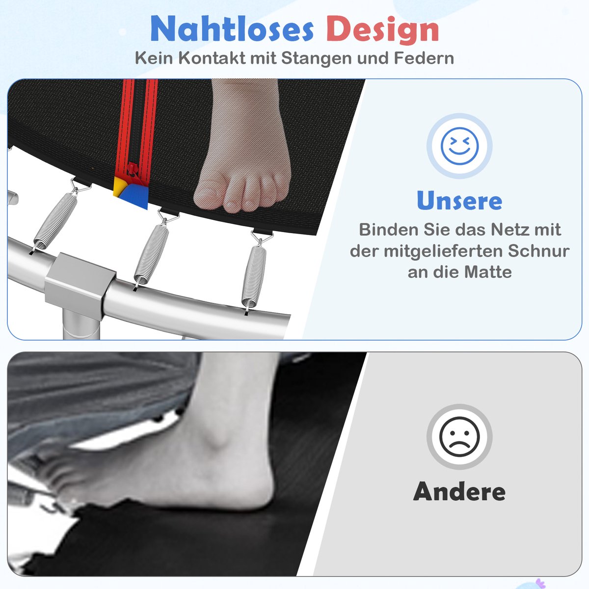 COSTWAY Ø 244 cm trampoline met ladder, tuintrampoline rond met veiligheidsnet, randafdekking en metalen frame, kindertrampoline, complete set voor kinderen en volwassenen — afbeelding 7