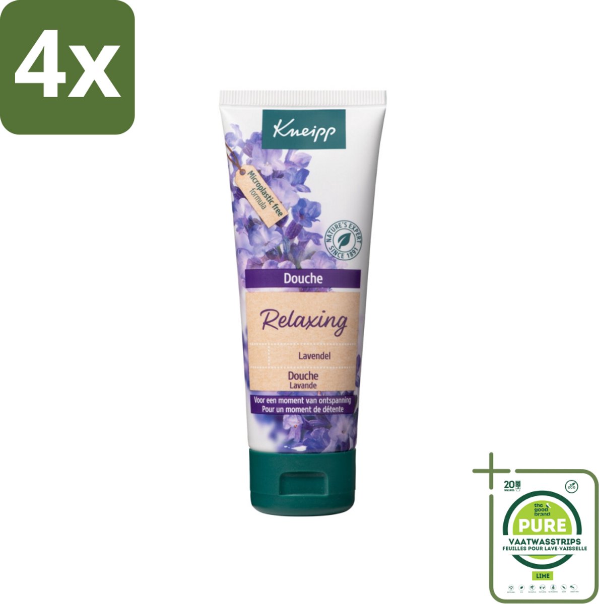 Kneipp Mini Douche Relaxing 75 ml - Voordeelverpakking - 4 stuks - Douchegel - Kneipp