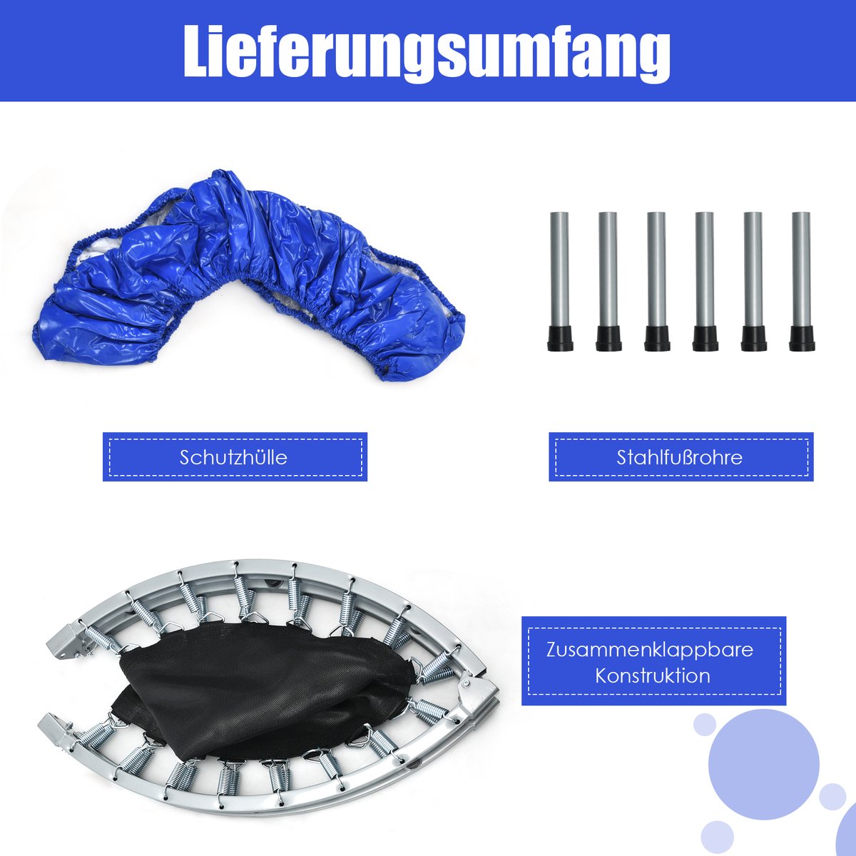 COSTWAY φ Mini-trampoline, 97 cm, opvouwbare trampoline, kindertrampoline tot 150 kg belastbaar, tuintrampoline, indoor- en outdoortrampoline voor kinderen en volwassenen — afbeelding 3