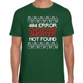 Bellatio Decorations Foute Kerst t-shirt voor heren - 404 error - groen - Christmas sweater NOT found L