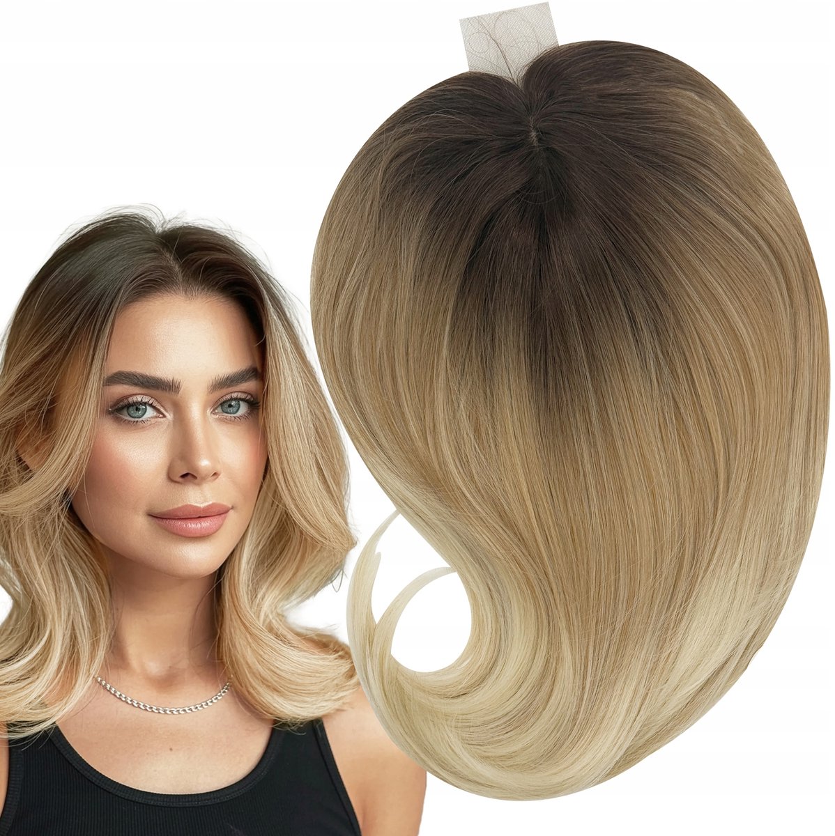 Synthetische Topper Clip-in Ombre Blond 40cm - Volledige haarverlenging