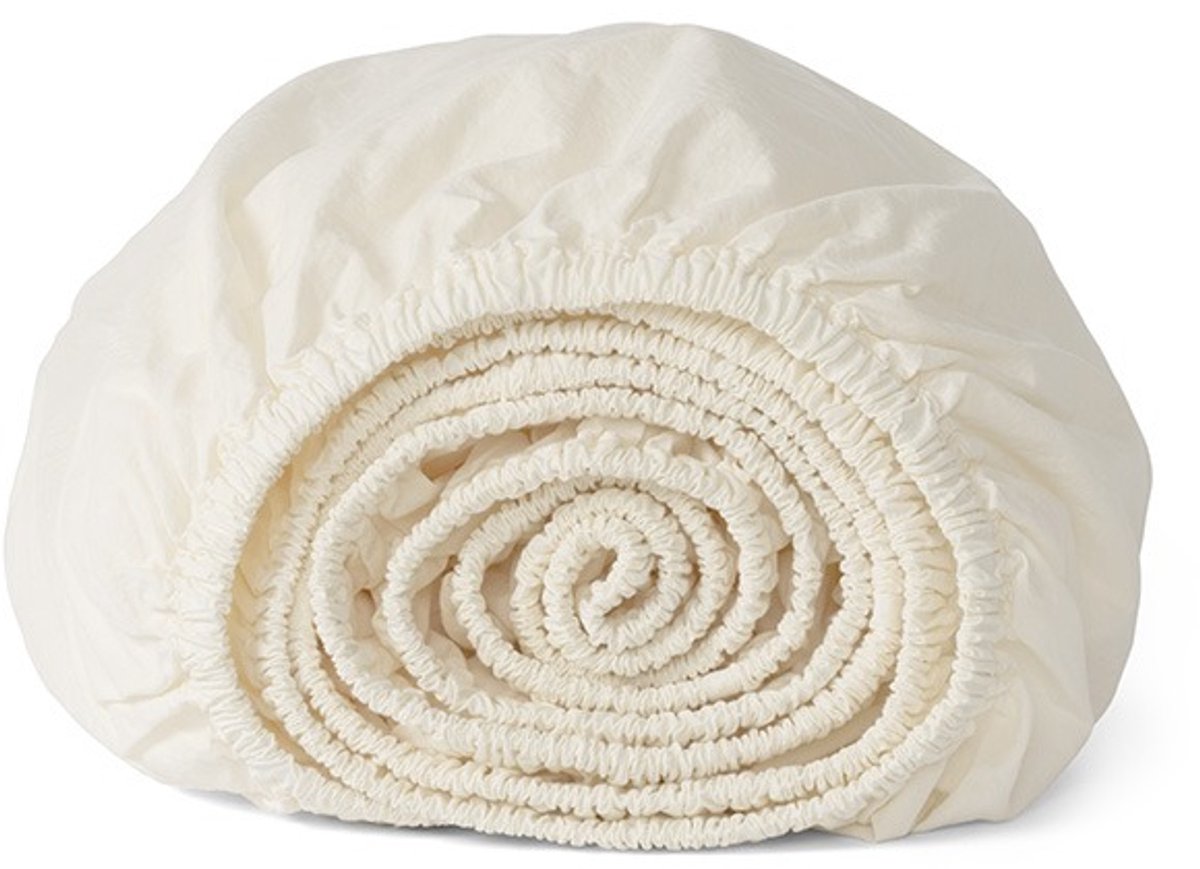 Yumeko hoeslaken percal katoen soft cream 180x210x30 - Biologisch & ecologisch