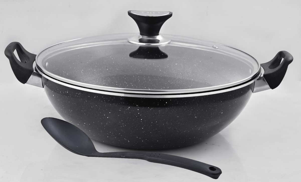 Graniet Wokpan - 36 cm / 7 ltr (Geschikt voor alle warmtebronnen)