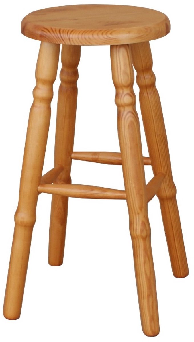 Houten barkruk 62 cm - massief grenenhout, olfkleurig