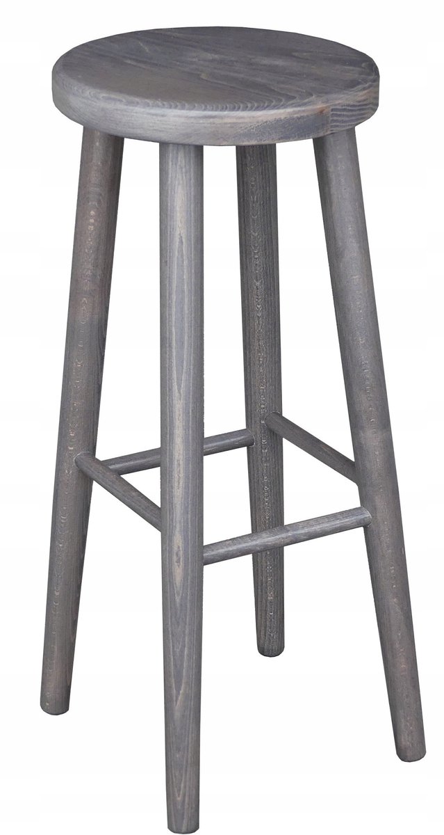 Houten Bar Kruk 70cm Grijs - Massief Beukenhout