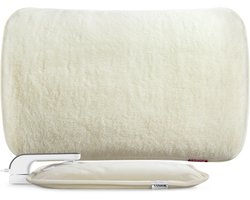 Coozie Elektrische Kruik – 1L – met ThermoSoft Hoes van Pluche – Verwarmende Zachte Warmwaterkruik – Warmtekruik – Beige