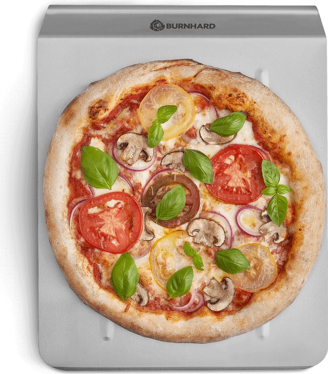 Pizzaschep RVS BURNHARD® Stevig Ontwerp, Geoptimaliseerd voor Pizzastenen, Eenhandig Gebruik, Ideaal voor Oven & BBQ – RVS Pizzaschep