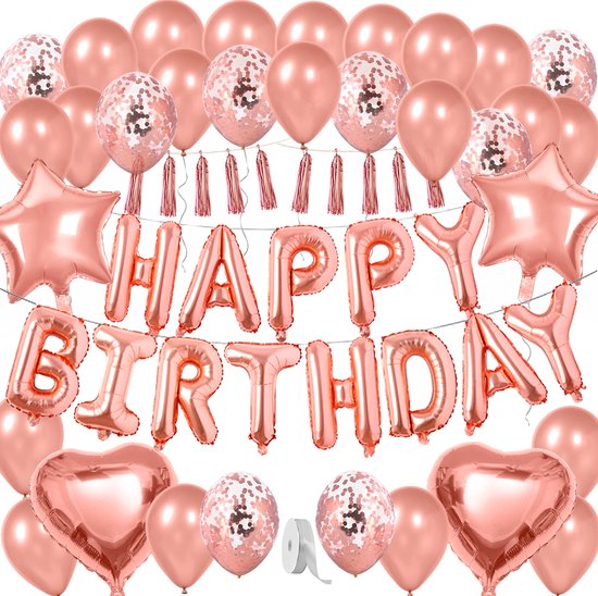 Vitamo™ Roségoud Feestversiering - Happy birthday - Verjaardag feestpakket - Essentials