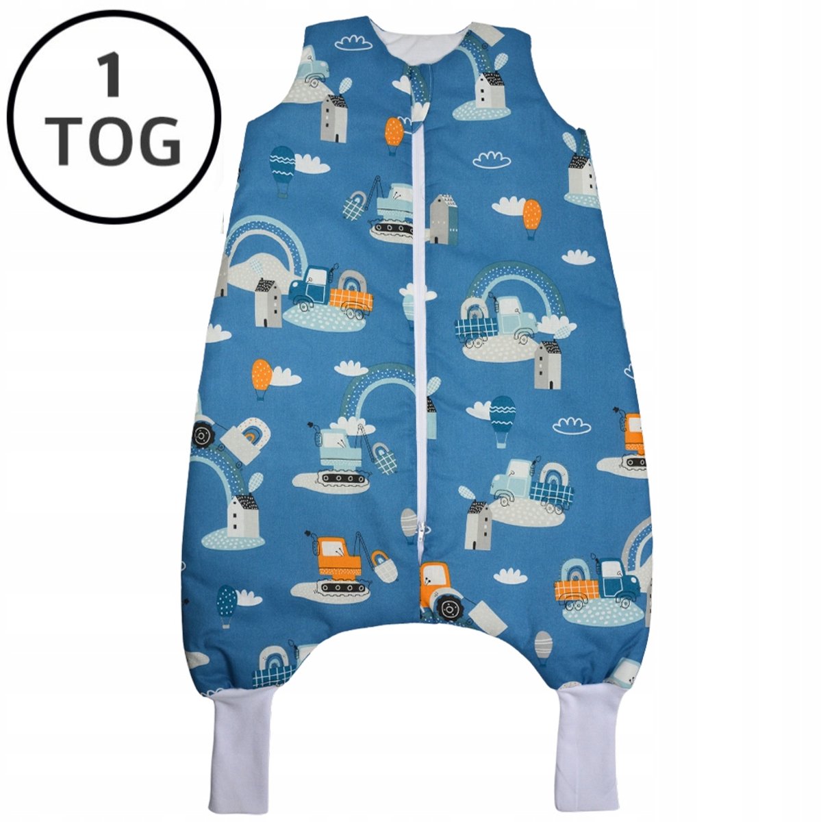 Opgewarmde slaapzak met pijpen 92-104cm, 1 TOG, 100% katoen, Nederlands product