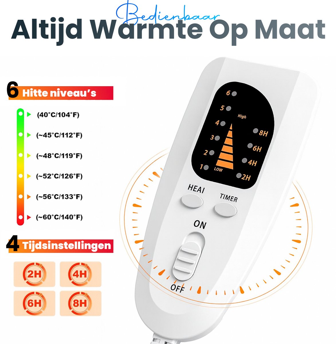 Twenty4seven® Elektrische Voetenwarmer met Timer - Voetverwarmer Electrisch & USB - 6 Warmtestanden - Verwarmde Voetenzak met Overhittingsbeveiliging – foto 6