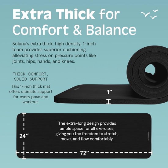 Dikke Antislip Yogamat voor Yoga en Training - 2,5 cm Dik met Nylon Riem - Ondersteuning en Comfort — afbeelding 3
