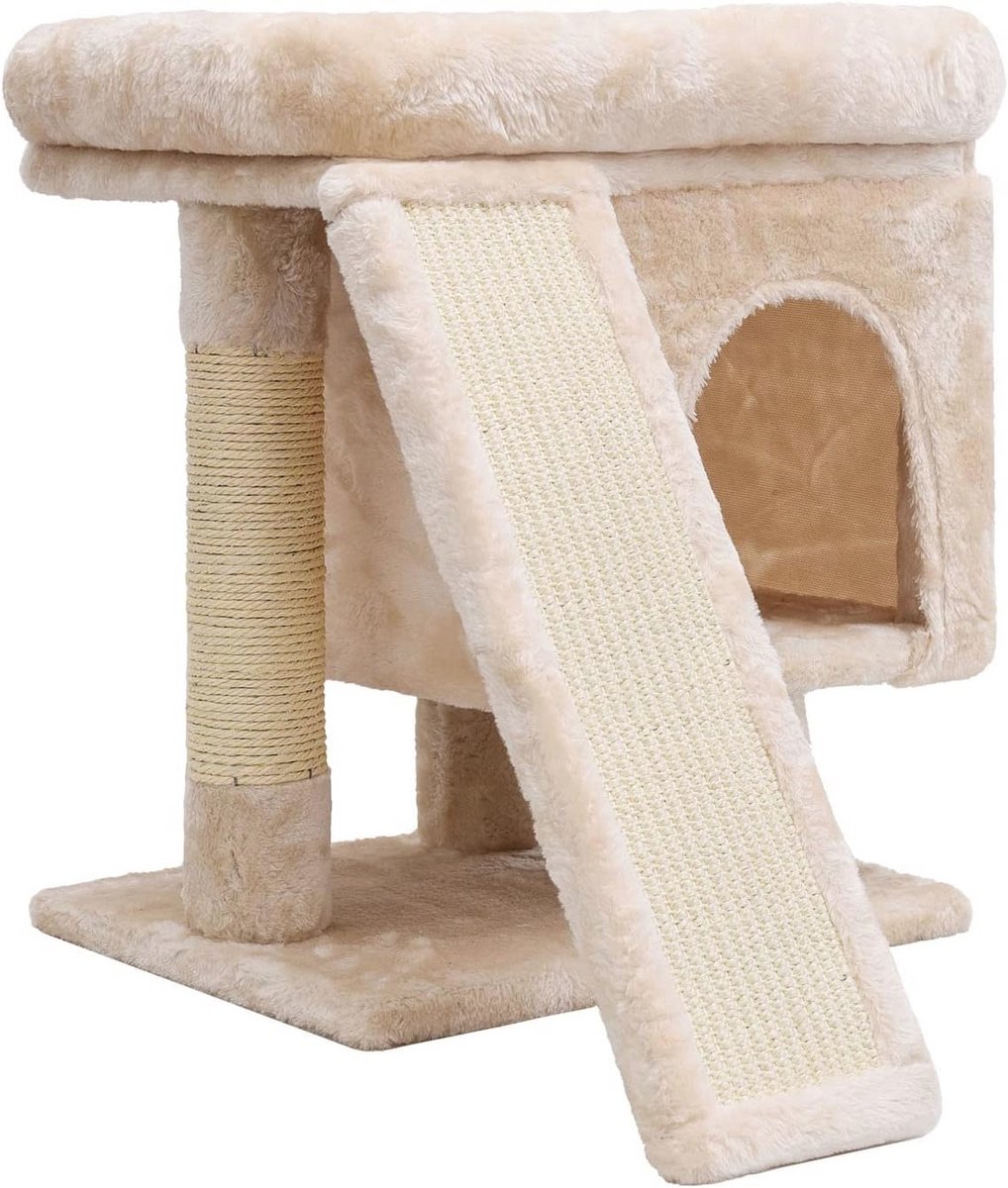 Kattenactiviteitentoren voor binnen met krabpaal en pluche