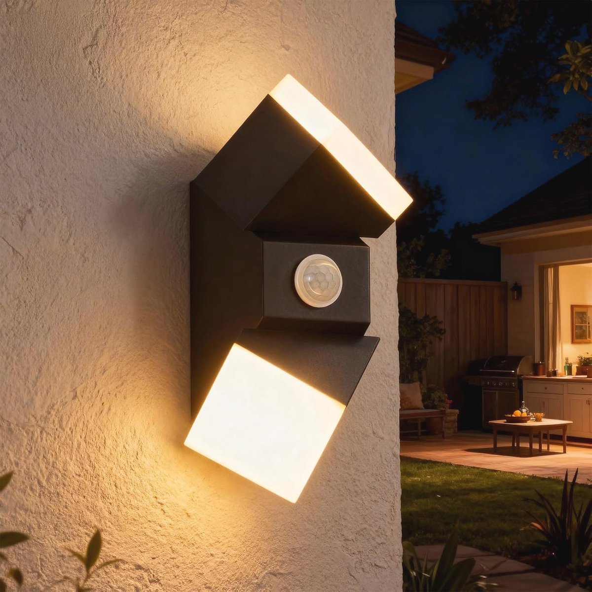 Waterdichte Buitenmuurlampen met PIR-Sensor - 12W 960LM Warm Wit Verlichting voor Tuin en Portiek