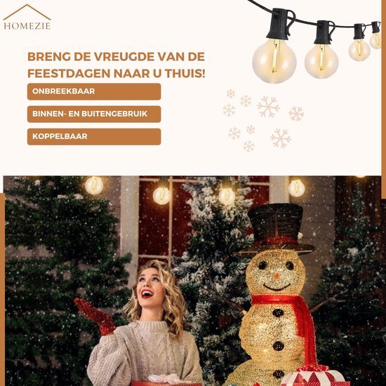 Cordon lumineux Homezie 36 mètres avec 60 ampoules LED | Étanchéité | Blanc chaud | Liable et gradable | guirlande lumineuse | Éclairage de jardin | Guirlande lumineuse | Cordon lumineux à l'extérieur | Câble de piqûre