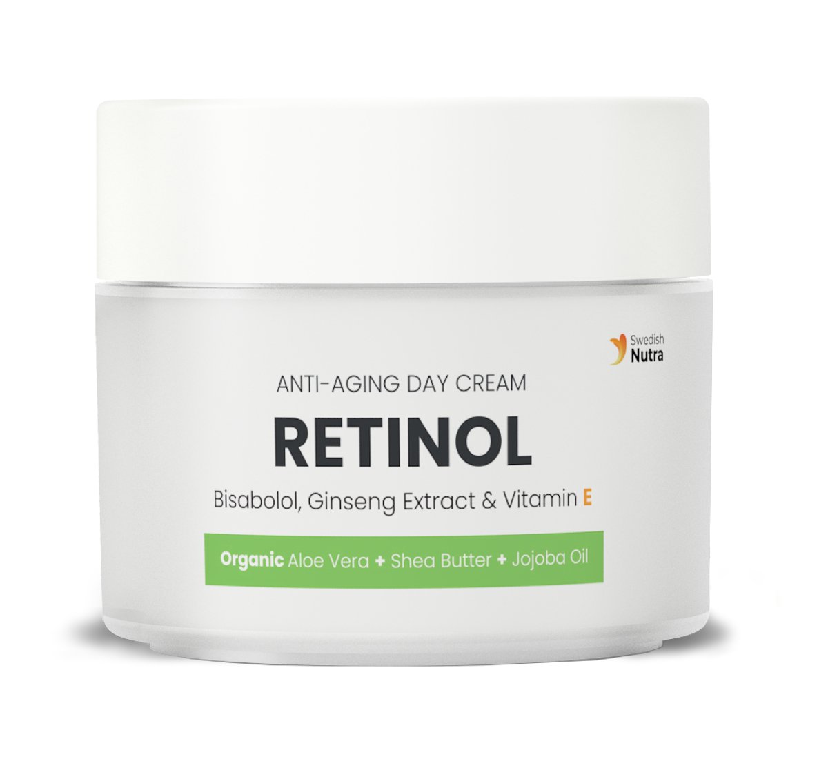 Swedish Nutra Retinol Dagcrème – Intens Anti-Aging & Anti-Rimpel Verzorging – Hydraterend met Vitamine E, Shea Butter, Aloe Vera & Jojoba Olie – Voor Een Gladde en Stralende Huid – 50 ml