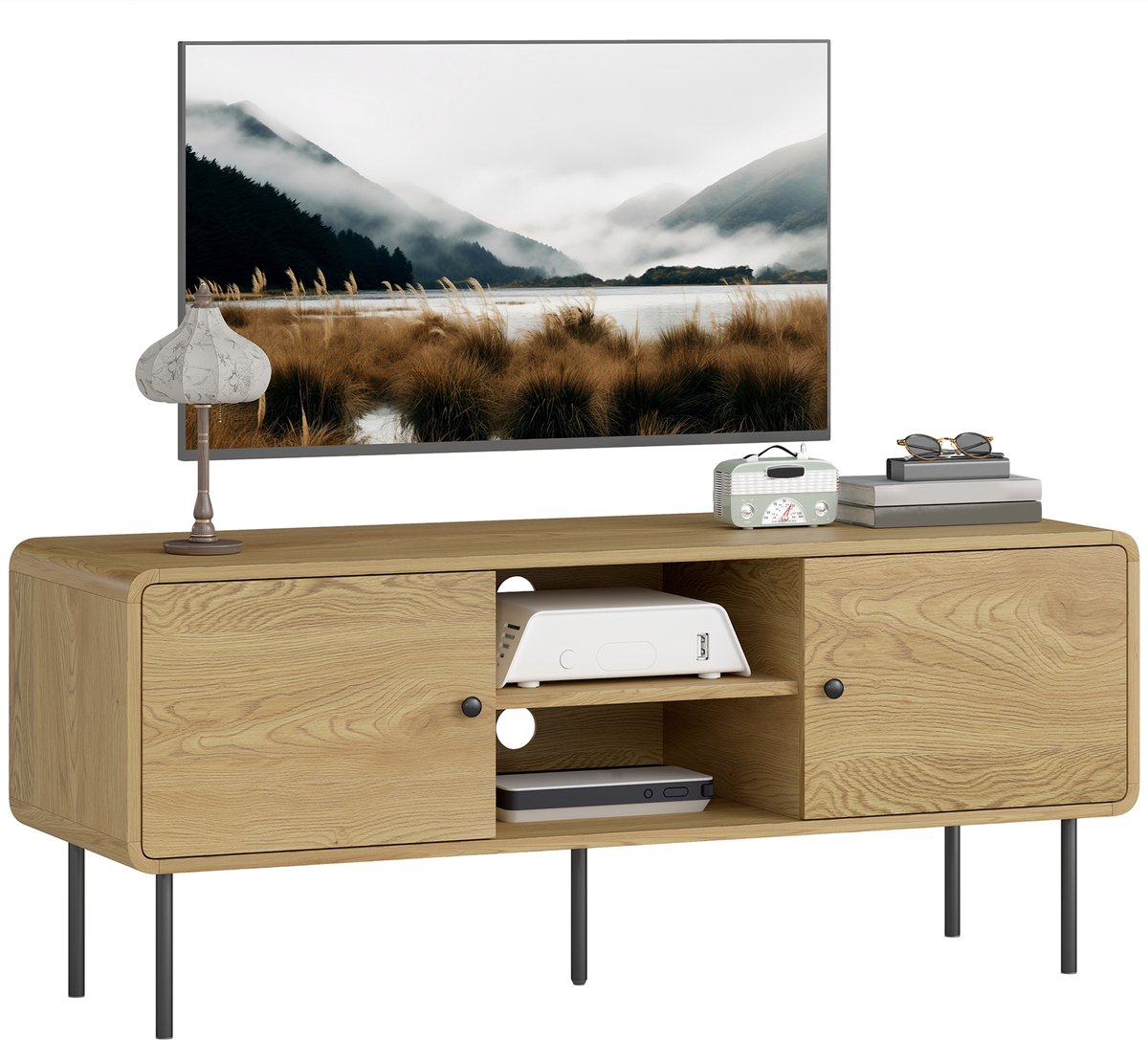 HOMCOM TV-meubel - Spaanplaat - 120x40x50cm - Eiken