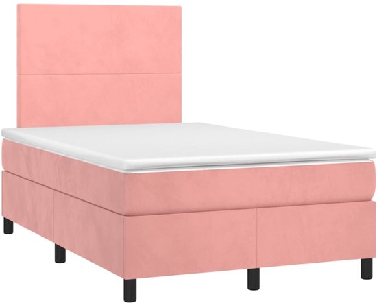 vidaXL Sommier tapissier avec matelas et velours LED Rose 120 x 200 cm