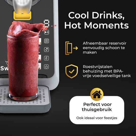 Swissl Slush Puppy Maker - Slushy Maker - Slush Puppy & Frozen Drink Machine - Voor Frozen Cocktails, Smoothies, Milkshakes & IJskoffie - 2 Liter - Compact, BPA-vrij, Transparante Tank - Inclusief 2 Recept-E-books van Merkloos — afbeelding 3