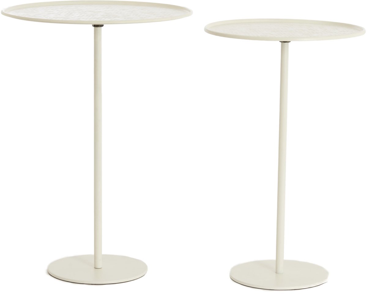 bijzettafelset LIA in mat crème – Ø32x51+Ø38x54 cm