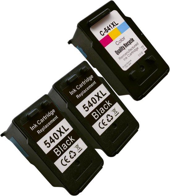 KATRIZ® huismerk inkt geschikt voor Canon 2xPG540XL(22ml) + 1x CL541XL(20ml) - 3 stuks |Geschikt printer Canon PIXMA MG2150/MG2155/MG2250/MG3100/MG3150/MG3155/MG3200/ MG3250/MG3255/MG3500/MG3540/MG3550/ MG3600series/MG3650seires/MG4150/MG4200