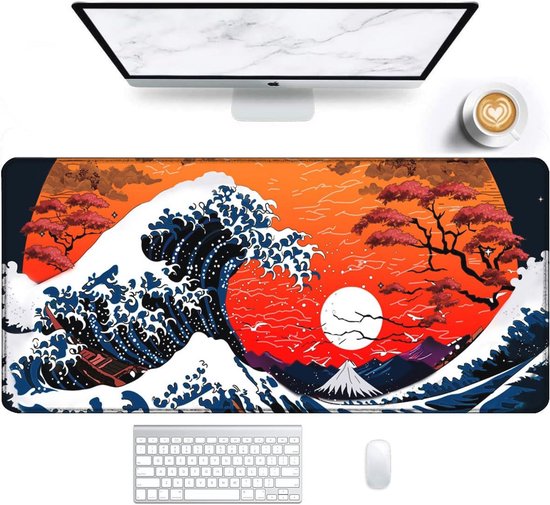 XL gaming muismat - topografisch contourontwerp, 90 x 40 cm, perfect voor gaming en kantoor — afbeelding 5