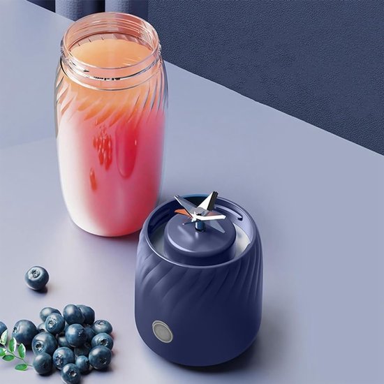 Draagbare sapcentrifuge, mini sapcentrifuge, oplaadbaar, mini sapcentrifuge voor fruit en groenten, blauw. van Lunaoo. — afbeelding 5