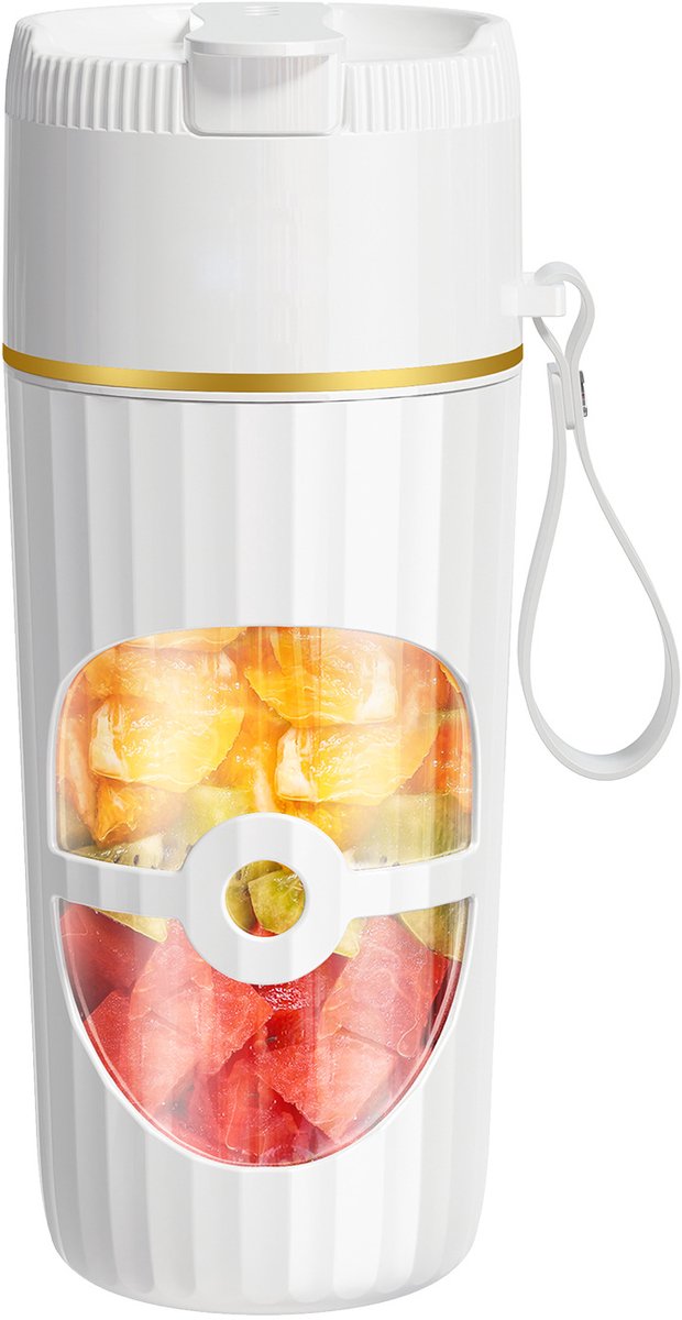 Draagbare mixer, draadloze smoothiemaker, to-go, elektrische mini-sapcentrifuge, 450 ml USB-C-aansluiting, oplaadbaar blender glas + PP 6 scherpe roestvrijstalen messen, staande mixer voor onderweg