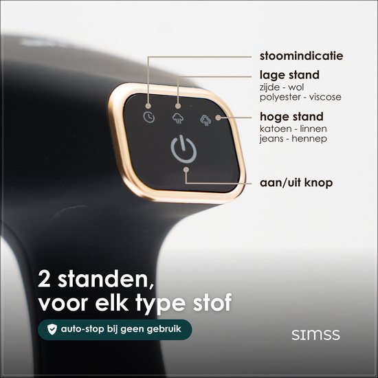 Simss® - Kledingstomer - Krachtige Handstomer voor Kleding en Meubilair - Stoomapparaat met 3 Opzetborstels - Snelle opwarmtijd - Inclusief Warmtebestendige Handschoen - 1500W - 300ml - Steamer - Elegant design - Mat - Zwart
