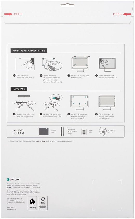 Gearlab GLBB49196336, 124,5 cm (49"), 32:9, Moniteur, Filtre de confidentialité sans bords pour ordinateur, Brillante/mate, Anti-reflet