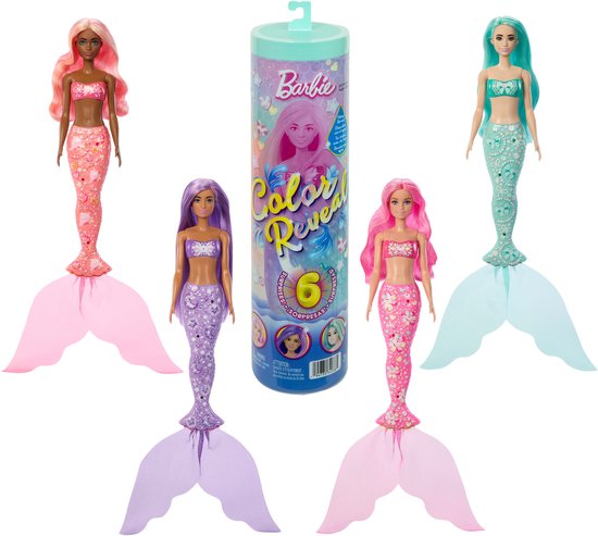 Barbie Color Reveal Zeemeerminserie - Pop en Accessoires met 6 Verrassingen