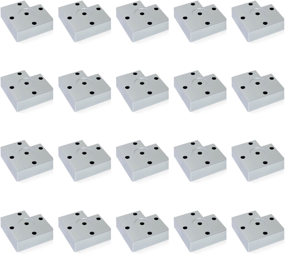 Emuca Lot van 4 meubelpoten Alumix 7, hoogte 45mm, Plastic, Metal-grijs gelakt