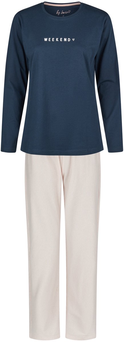 By Louise Dames Pyjama Set Lang Blauw/Roze Gestreept