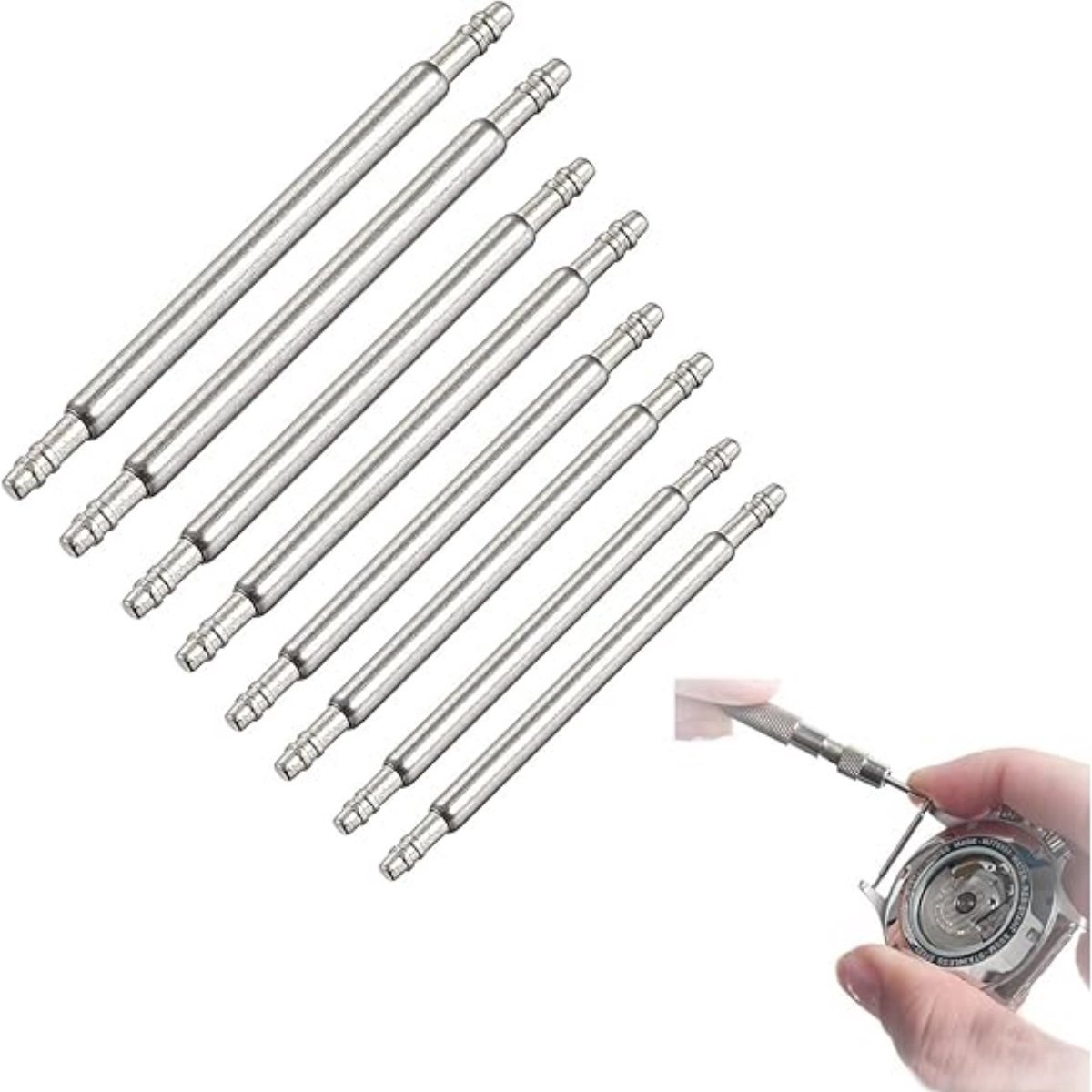 Vitdipy - 8 stuks(4 maten) - Pinnetjes voor je Horloge - Horlogebandveerstaafjes - Inkort Set(18 mm, 20 mm, 22 mm, 24 mm)