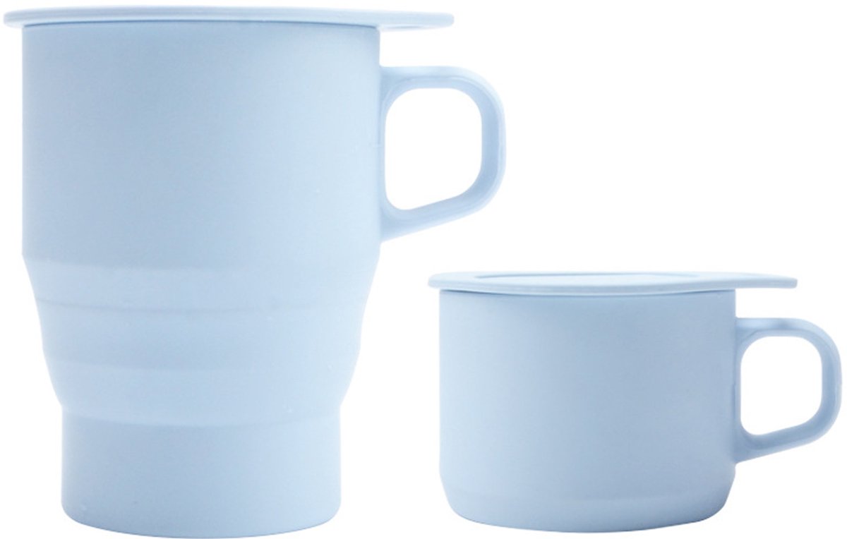 Gigicial Opvouwbare Becher - Siliconen Becher - Opvouwbaar Van 107 Naar 63 Mm - 350 Ml - Reizen Camping Lichtblauw