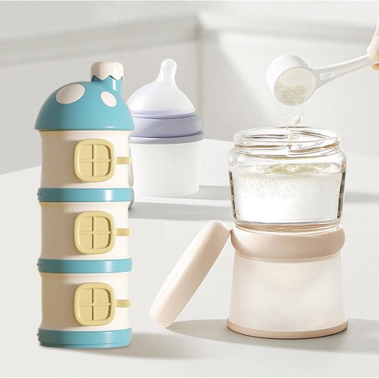 Baby Formula Travel Container, 3-laags melkpoeder dispenser, draagbare formulehouder, niet-morsen voedingsvoorziening, paddestoel opbergpotten voor snacks — afbeelding 3